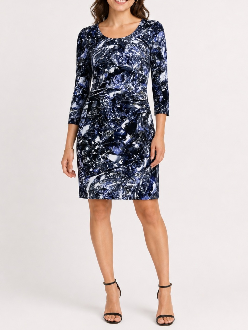 Calvin Klein Abstract Print Ruched Dress Sz 8